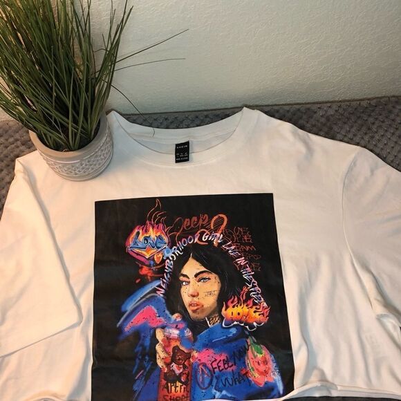 Shein cut off💫logo tee💫white😘preowned - Picture 1 of 1